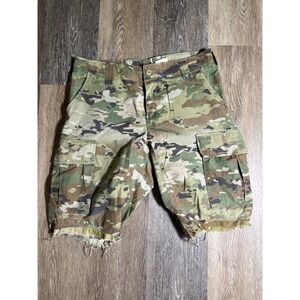 Military Cargo Shorts Mens Medium Regular Multicam Camo Good Cut Off Ripstop